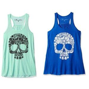 Clementine Womens Floral Skull Graphic Racerback Tank Top, Choose Sz/Color